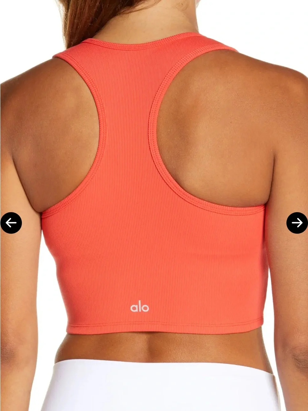 ALO Yoga Goddess Rib Crop Tank - Coral Red